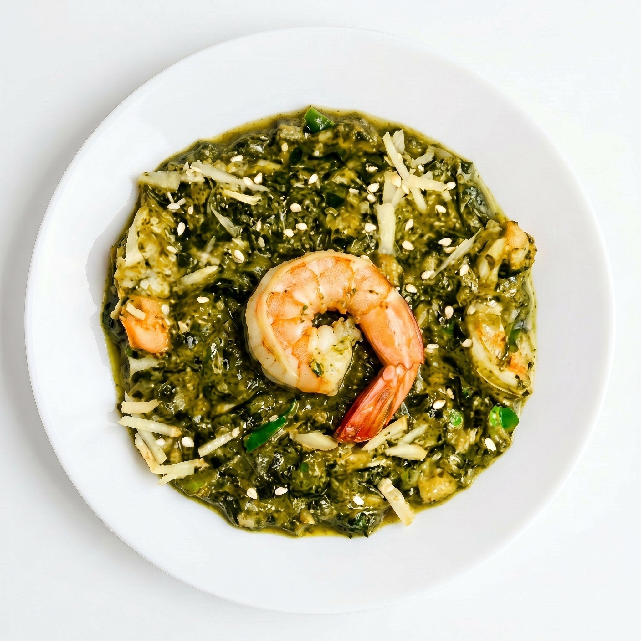 Prawn Saag (Black Tiger Prawns).